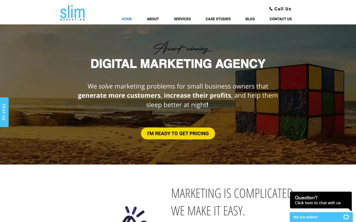 SLIM Marketing homepage, captured September 28, 2026